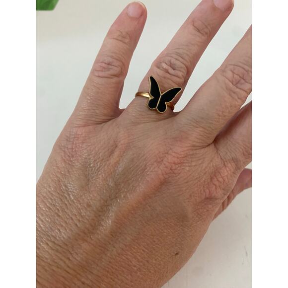 Black butterfly ring size 7.5 - Picture 1 of 3